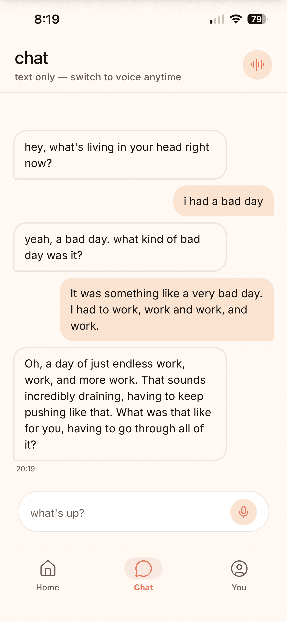 Luma text chat conversation