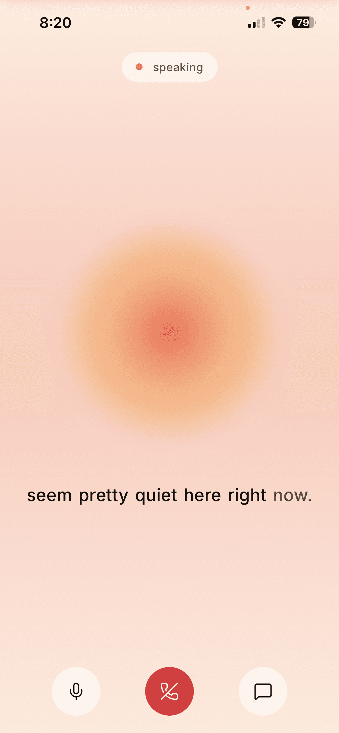 Luma voice call — the orb glows while it speaks